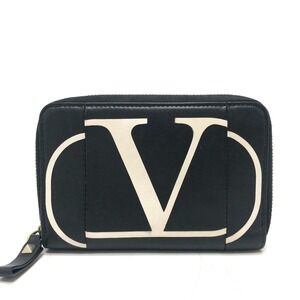 VALENTINO V logo bi-fold wallet, middle small item, leather, men's, black